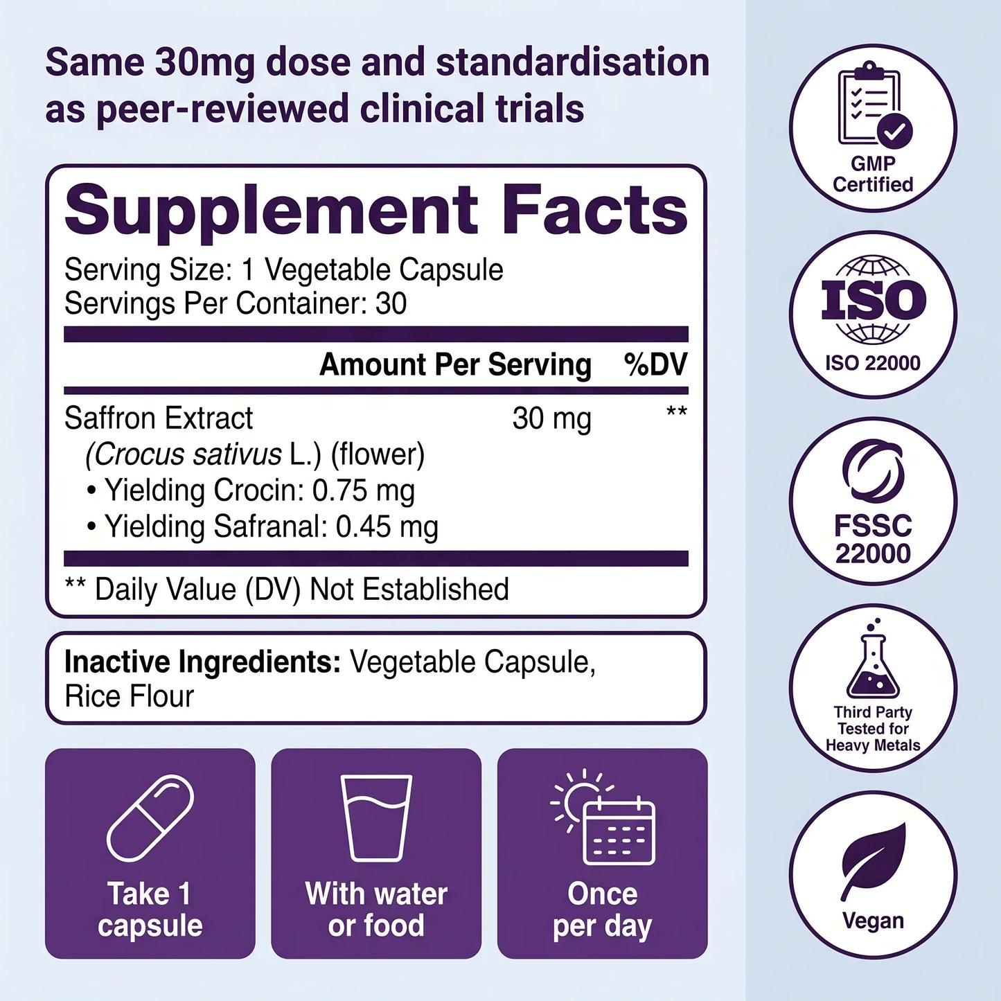 Pure Saffron Extract Capsules with Crocin & Safranal